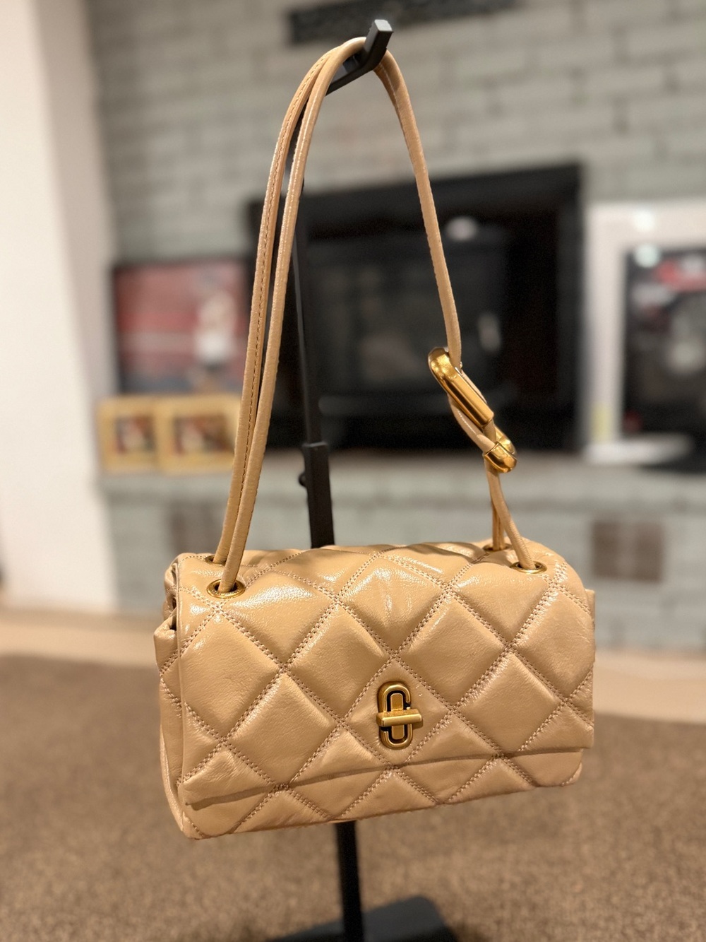 MARC JACOBS THE QUILTED MINI DUAL SHOULDER BAG TAN